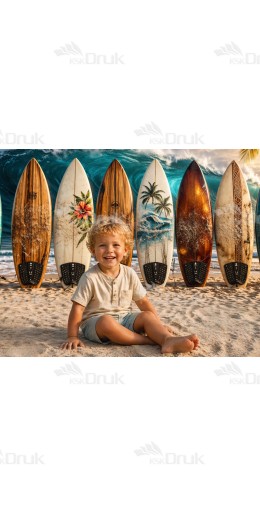 Tło fotograficzne „Deski surfingowe na plaży z falą oceanu” | 4050